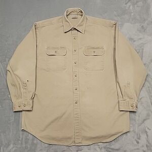 Carhartt Shirt Mens Extra Large  Tan Twill Workwear Rugged Casual Utility Button